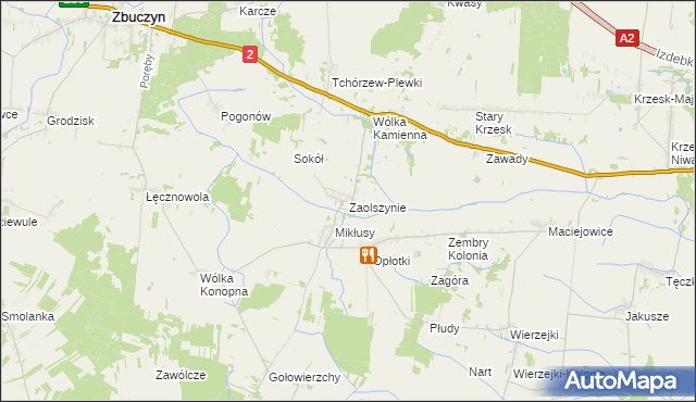 mapa Zaolszynie gmina Trzebieszów, Zaolszynie gmina Trzebieszów na mapie Targeo