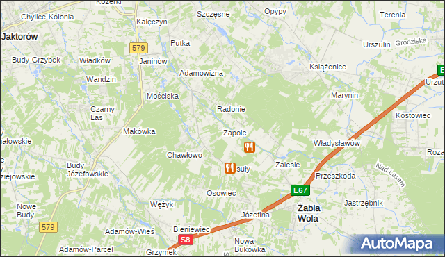 mapa Zapole gmina Grodzisk Mazowiecki, Zapole gmina Grodzisk Mazowiecki na mapie Targeo