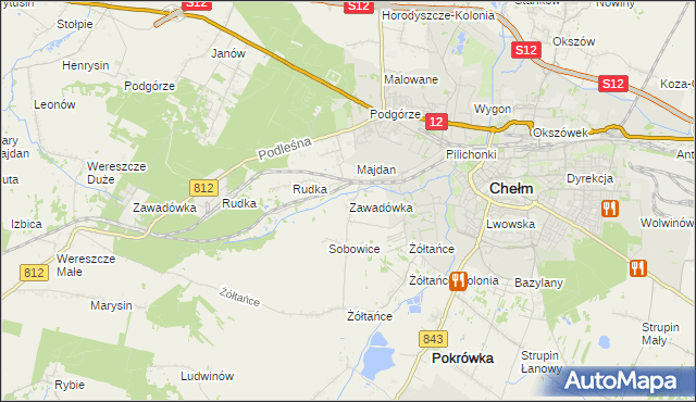 mapa Zawadówka gmina Chełm, Zawadówka gmina Chełm na mapie Targeo