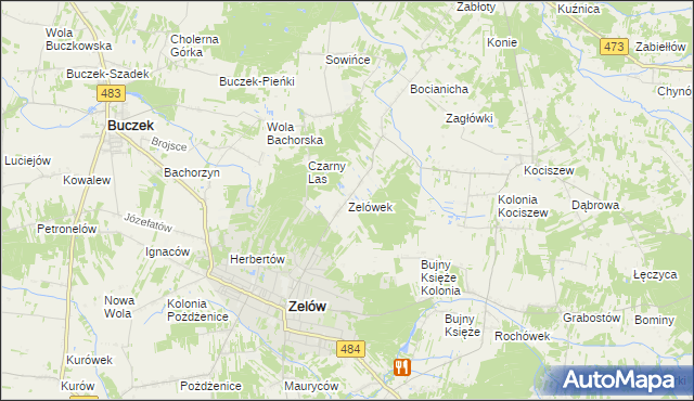 mapa Zelówek, Zelówek na mapie Targeo