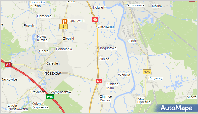 mapa Źlinice, Źlinice na mapie Targeo