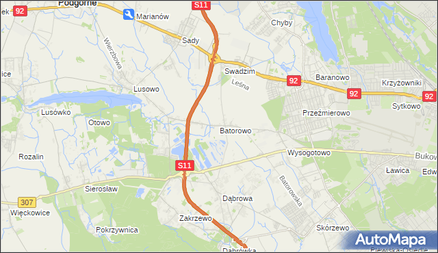 mapa Batorowo gmina Tarnowo Podgórne, Batorowo gmina Tarnowo Podgórne na mapie Targeo