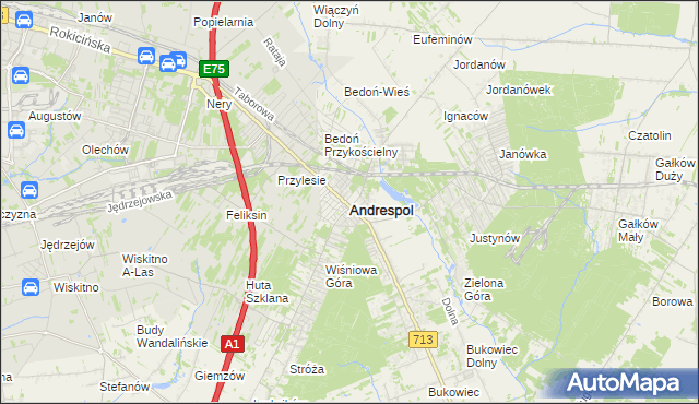 mapa Andrespol, Andrespol na mapie Targeo