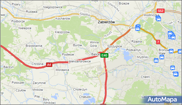 mapa Balice gmina Zabierzów, Balice gmina Zabierzów na mapie Targeo