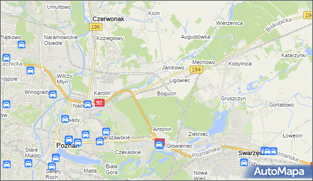 mapa Bogucin gmina Swarzędz, Bogucin gmina Swarzędz na mapie Targeo