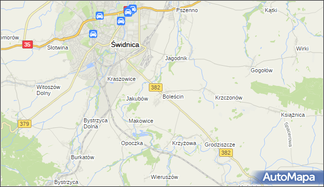 mapa Boleścin gmina Świdnica, Boleścin gmina Świdnica na mapie Targeo