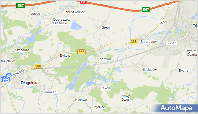 mapa Borowa gmina Długołęka, Borowa gmina Długołęka na mapie Targeo