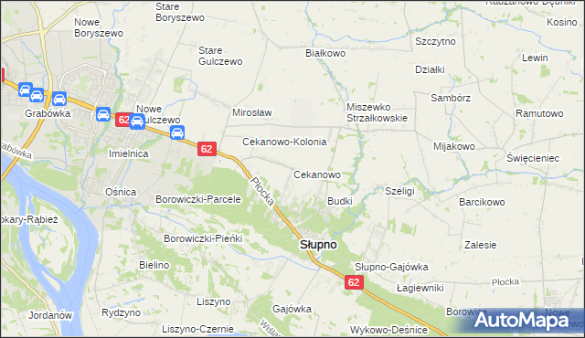 mapa Cekanowo gmina Słupno, Cekanowo gmina Słupno na mapie Targeo