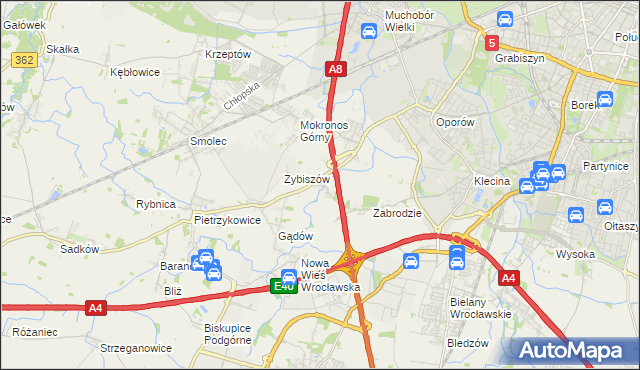 mapa Cesarzowice gmina Kąty Wrocławskie, Cesarzowice gmina Kąty Wrocławskie na mapie Targeo
