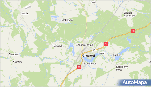 mapa Chociwel-Wieś, Chociwel-Wieś na mapie Targeo