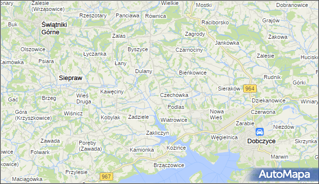 mapa Czechówka gmina Siepraw, Czechówka gmina Siepraw na mapie Targeo