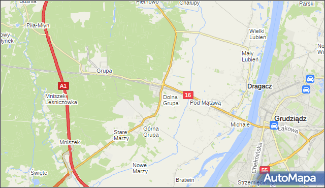 mapa Dolna Grupa, Dolna Grupa na mapie Targeo