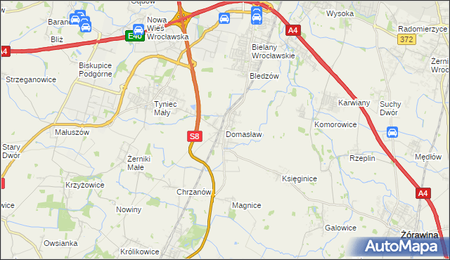 mapa Domasław, Domasław na mapie Targeo