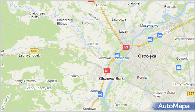 mapa Drężewo, Drężewo na mapie Targeo