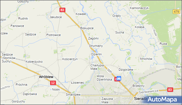 mapa Dzierlin, Dzierlin na mapie Targeo