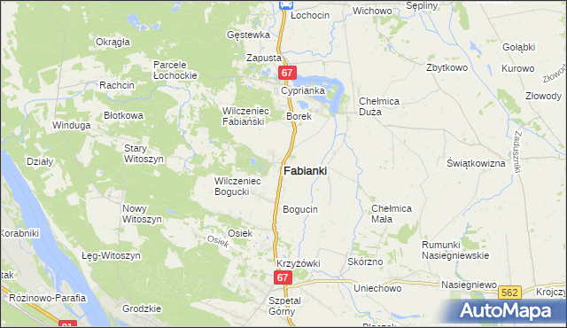 mapa Fabianki powiat włocławski, Fabianki powiat włocławski na mapie Targeo