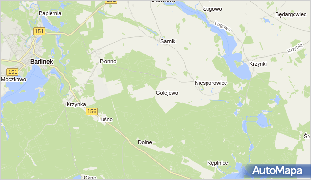 mapa Golejewo gmina Pełczyce, Golejewo gmina Pełczyce na mapie Targeo