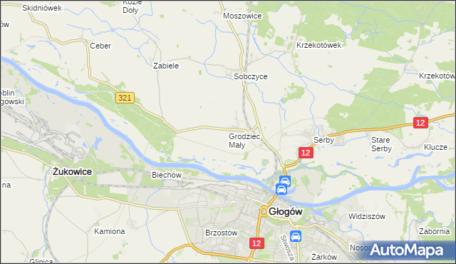 mapa Grodziec Mały, Grodziec Mały na mapie Targeo