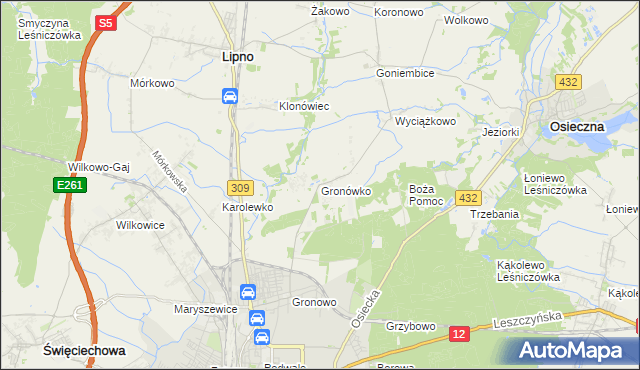 mapa Gronówko gmina Lipno, Gronówko gmina Lipno na mapie Targeo