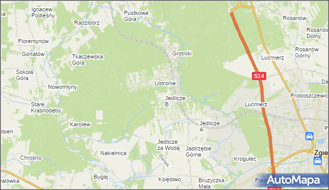 mapa Jedlicze B, Jedlicze B na mapie Targeo