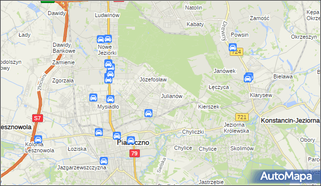 mapa Julianów gmina Piaseczno, Julianów gmina Piaseczno na mapie Targeo