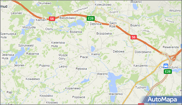 mapa Kielno gmina Szemud, Kielno gmina Szemud na mapie Targeo