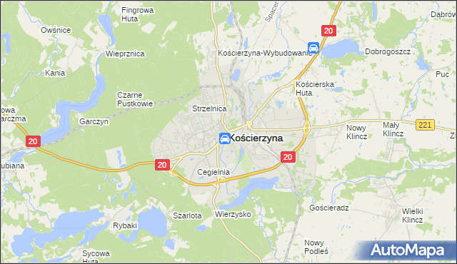 mapa Kościerzyna, Kościerzyna na mapie Targeo