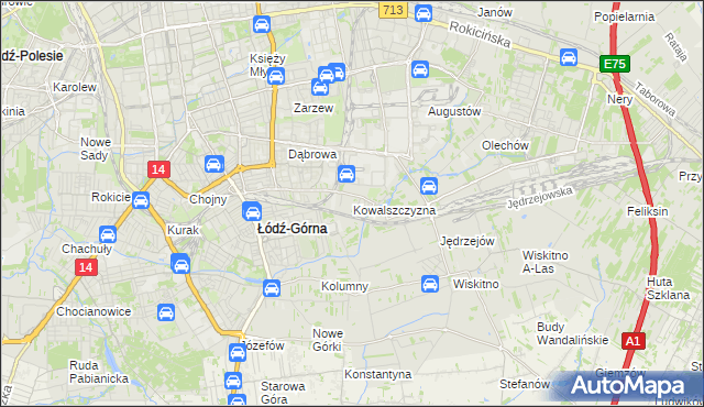 mapa Kowalszczyzna gmina Łódź, Kowalszczyzna gmina Łódź na mapie Targeo