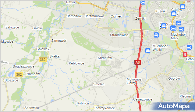 mapa Krzeptów, Krzeptów na mapie Targeo
