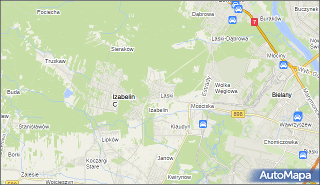 mapa Laski gmina Izabelin, Laski gmina Izabelin na mapie Targeo