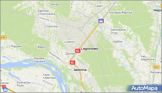 mapa Legionowo, Legionowo na mapie Targeo