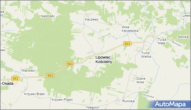 mapa Lipowiec Kościelny, Lipowiec Kościelny na mapie Targeo