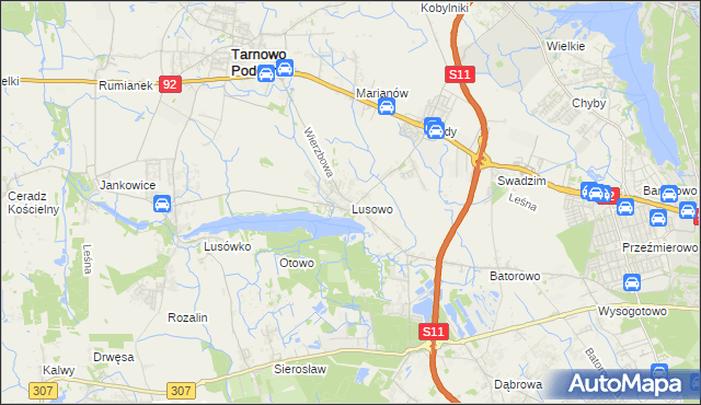 mapa Lusowo, Lusowo na mapie Targeo