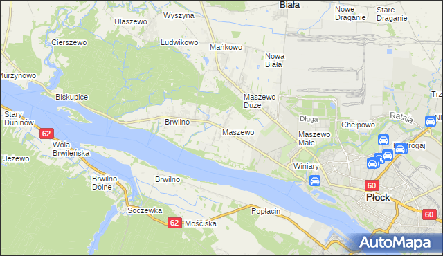 mapa Maszewo gmina Stara Biała, Maszewo gmina Stara Biała na mapie Targeo