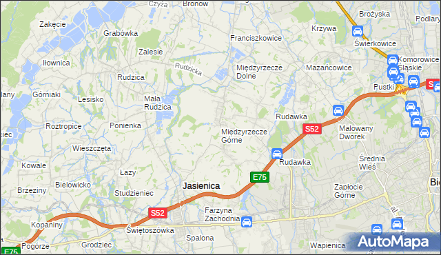 mapa Międzyrzecze Górne, Międzyrzecze Górne na mapie Targeo