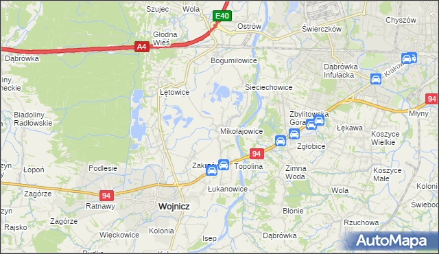 mapa Mikołajowice gmina Wierzchosławice, Mikołajowice gmina Wierzchosławice na mapie Targeo