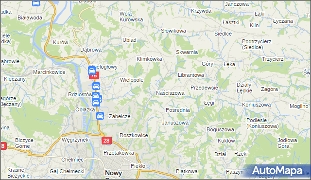 mapa Naściszowa, Naściszowa na mapie Targeo