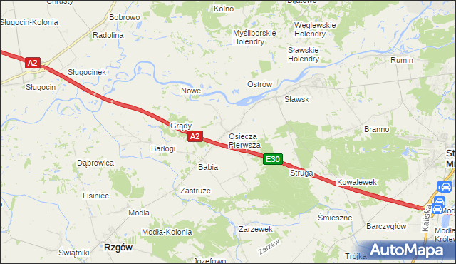 mapa Osiecza Pierwsza, Osiecza Pierwsza na mapie Targeo