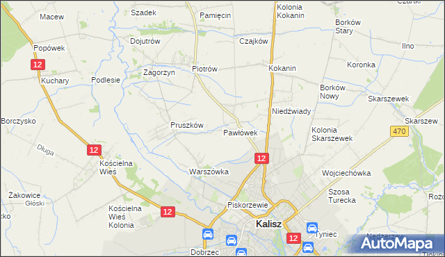 mapa Pawłówek gmina Blizanów, Pawłówek gmina Blizanów na mapie Targeo