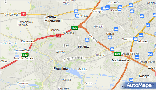 mapa Piastów powiat pruszkowski, Piastów powiat pruszkowski na mapie Targeo