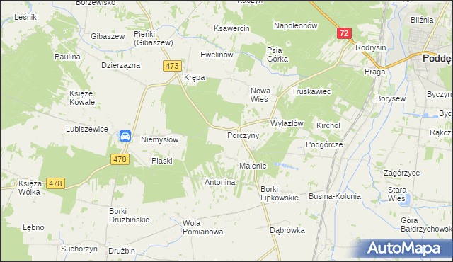 mapa Porczyny, Porczyny na mapie Targeo