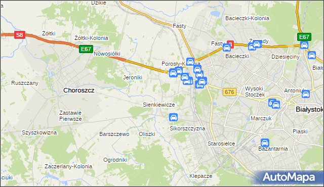 mapa Porosły, Porosły na mapie Targeo