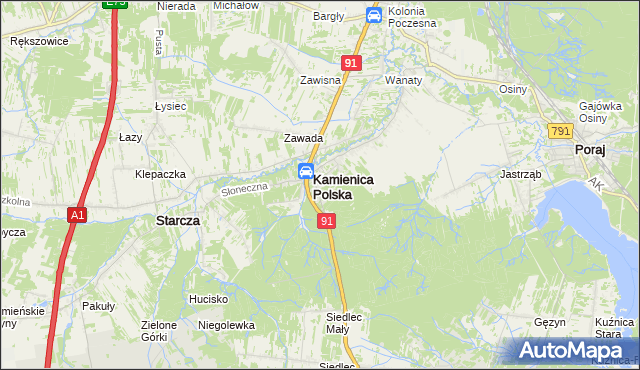 mapa Romanów gmina Kamienica Polska, Romanów gmina Kamienica Polska na mapie Targeo
