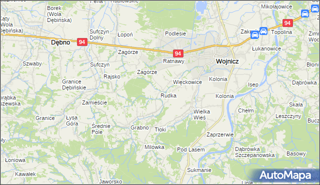 mapa Rudka gmina Wojnicz, Rudka gmina Wojnicz na mapie Targeo