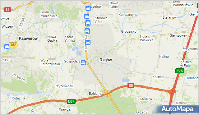 mapa Rzgów powiat łódzki wschodni, Rzgów powiat łódzki wschodni na mapie Targeo