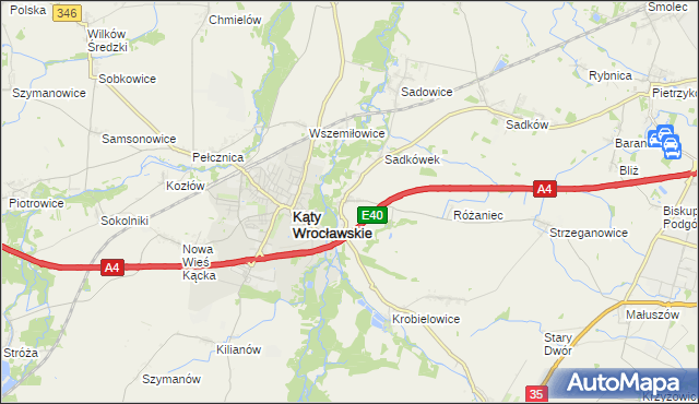mapa Sośnica gmina Kąty Wrocławskie, Sośnica gmina Kąty Wrocławskie na mapie Targeo