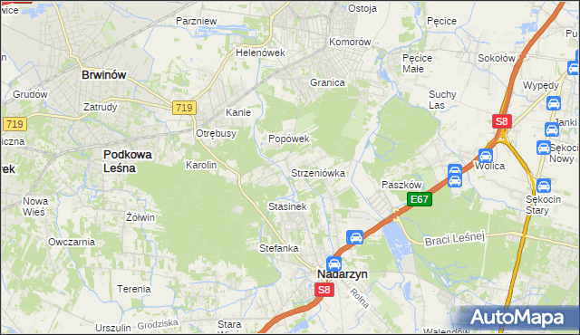 mapa Strzeniówka, Strzeniówka na mapie Targeo