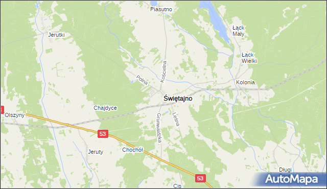 mapa Świętajno powiat szczycieński, Świętajno powiat szczycieński na mapie Targeo