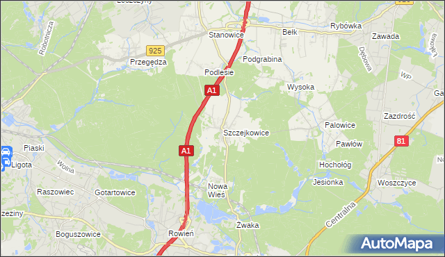 mapa Szczejkowice, Szczejkowice na mapie Targeo