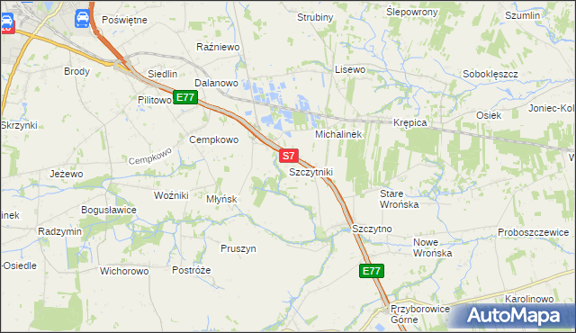 mapa Szczytniki gmina Załuski, Szczytniki gmina Załuski na mapie Targeo